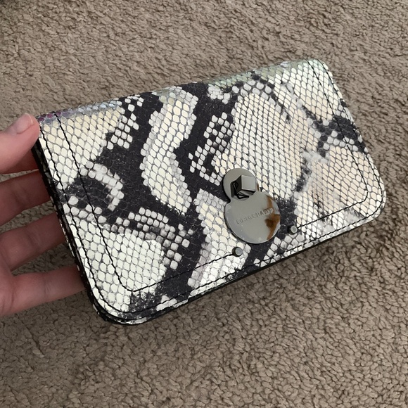 Longchamp Crossbody Clutch Bag Metallic Suede Leather - Picture 10 of 10